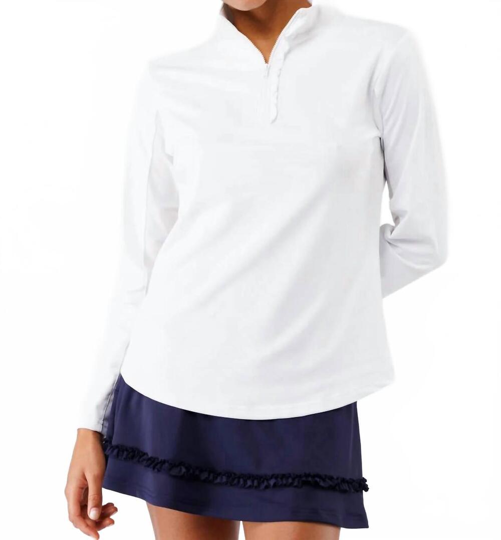 NEW SMITH & QUINN ava ruffle quarter zip top in white